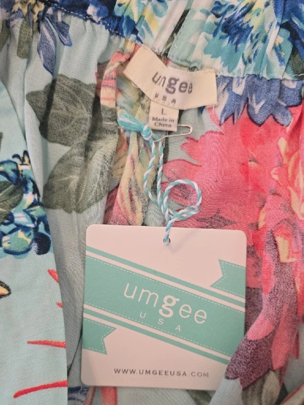 Umgee Boutique Floral Flutter Hem Lounge Shorts Sz L